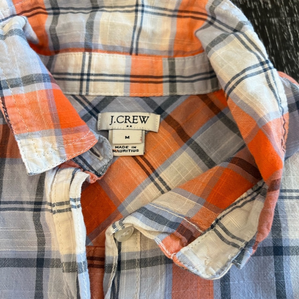 J Crew 1/4 button plaid shirt - Picture 3 of 3